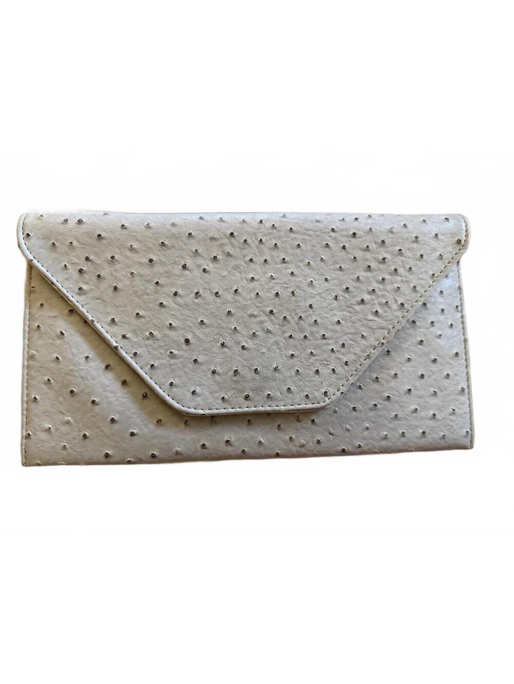 Elegant Beige Ostrich Pattern Envelope Clutch Purse
